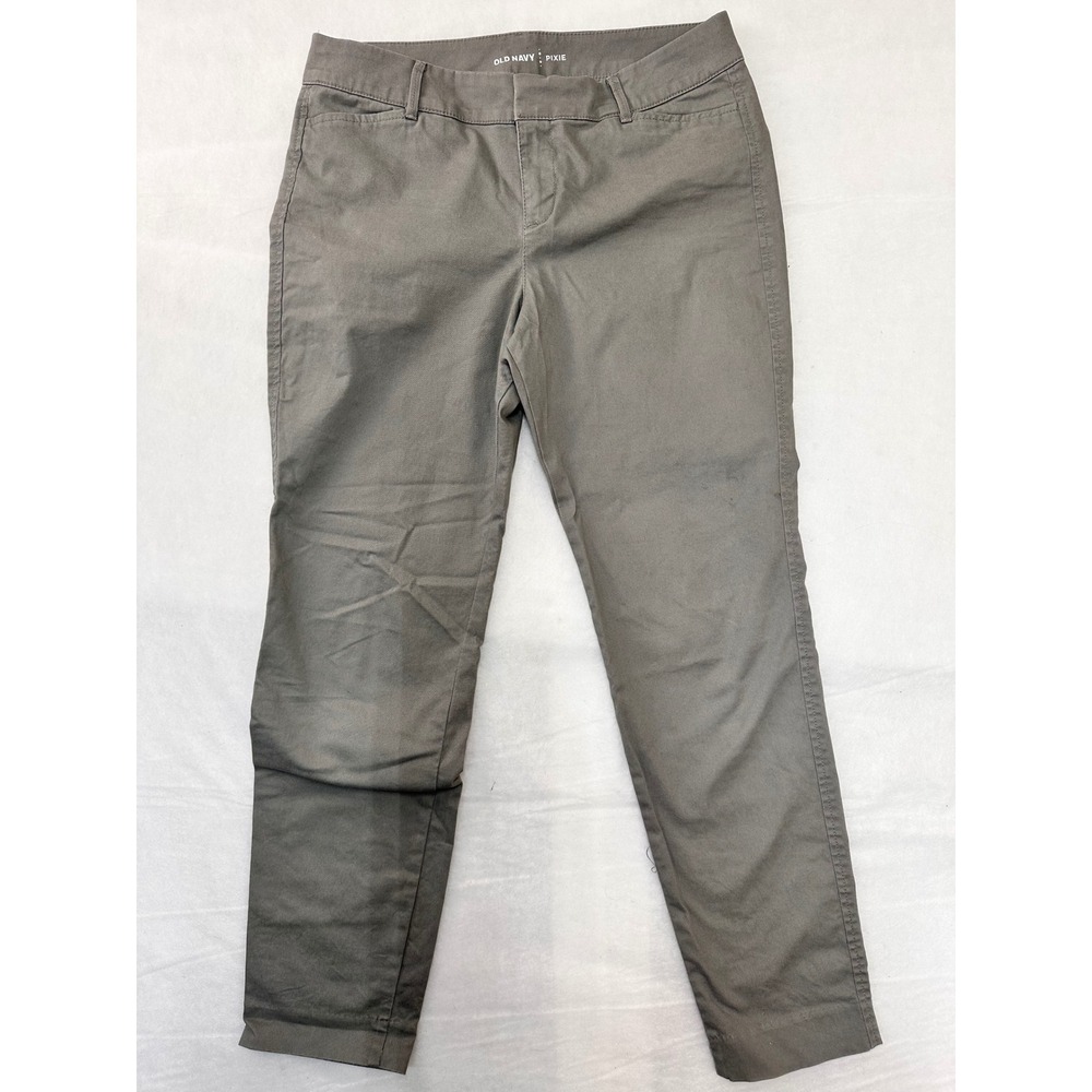 Old Navy‎ Pixie Ankle Pants Womens 6 Regular Gray Green Stretch Chino Mid Rise